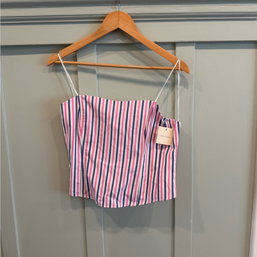 Favorite Daughter Strapless Pink & Blue Striped Tube Top - Picture 4 of 8